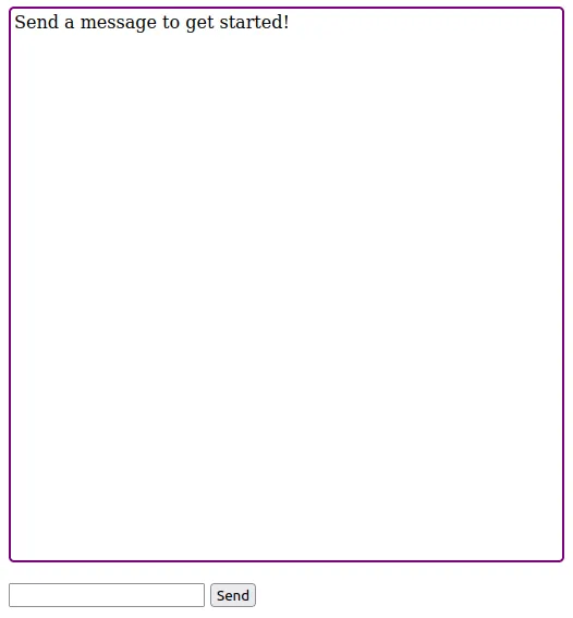 Chatbox that is prompting the user to send a message to get started